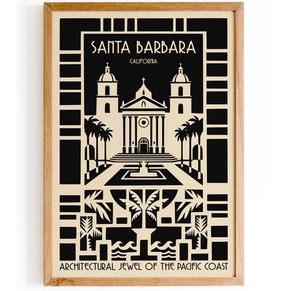 Santa Barbara California Art Deco Travel Poster