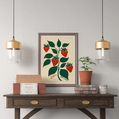 Strawberry Botanical Print Wall Art