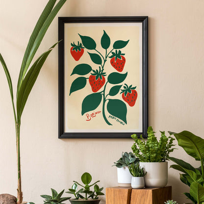 Strawberry Botanical Print Wall Art