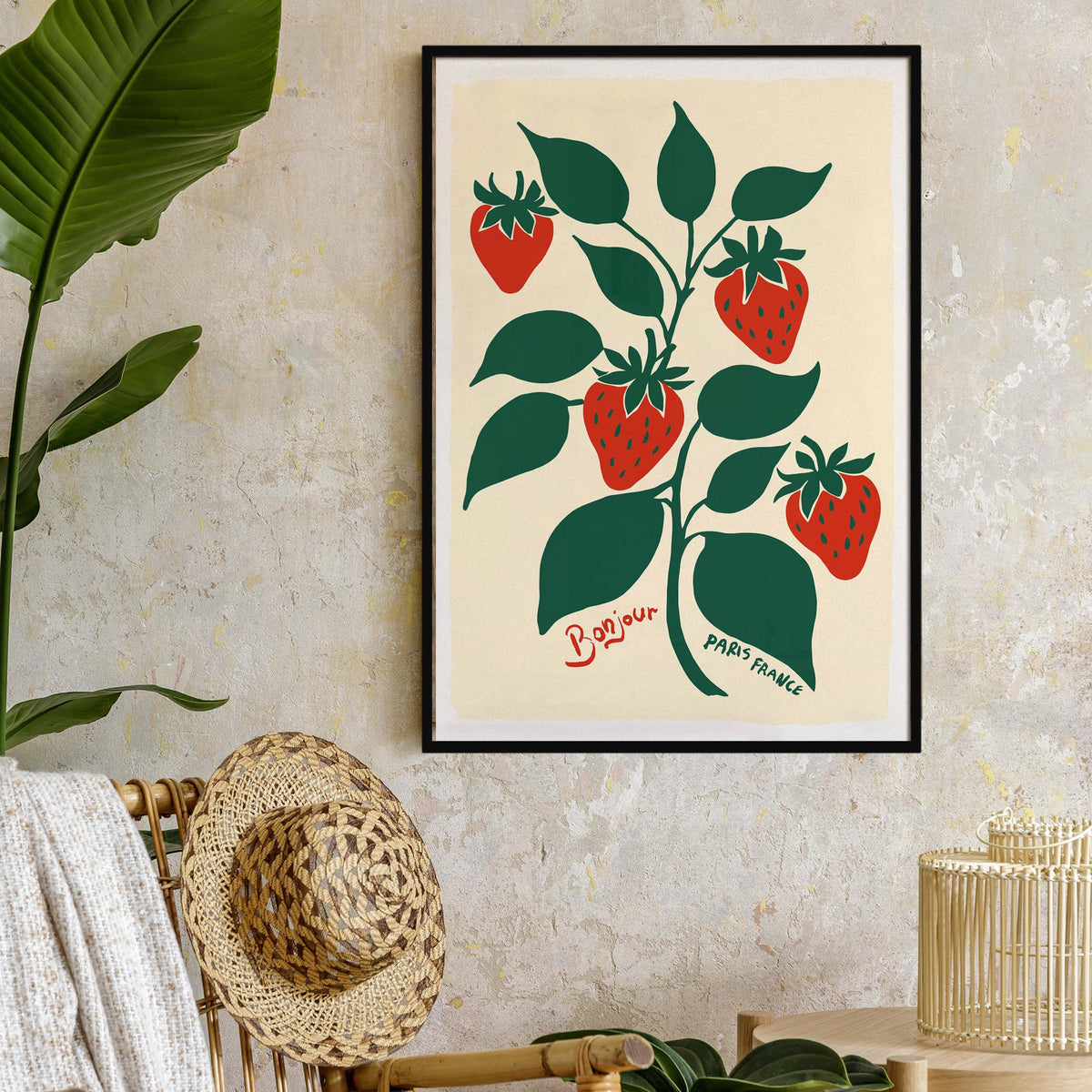 Strawberry Botanical Print Wall Art
