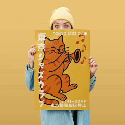 Tokyo Jazz Cat Poster Print