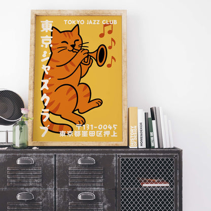 Tokyo Jazz Cat Poster Print