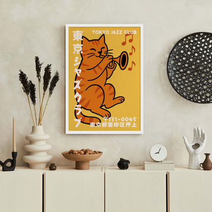 Tokyo Jazz Cat Poster Print