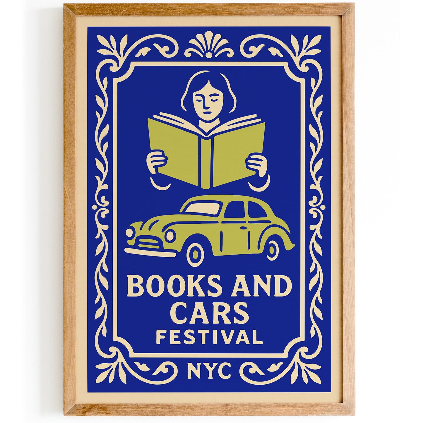 Books and Cars Festival Blue Poster