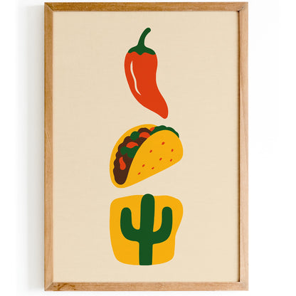 Minimalist Mexican Food Illustration for Kitchen Wall Decor
