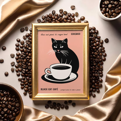 Black Cat Cafe Chicago Art Print