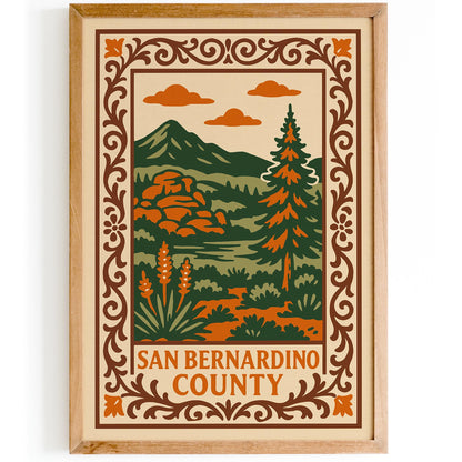 San Bernardino County Vintage Landscape Poster