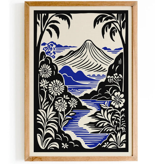 Thailand Landscape Poster – Black & White Wall Art