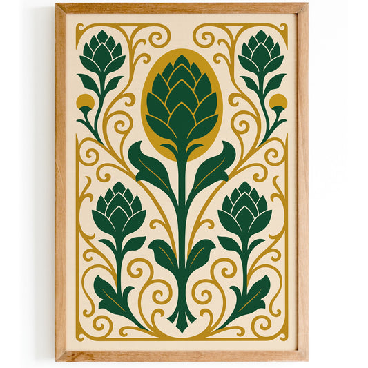 Art Nouveau Abstract Artichoke Art Print for Kitchen Decor