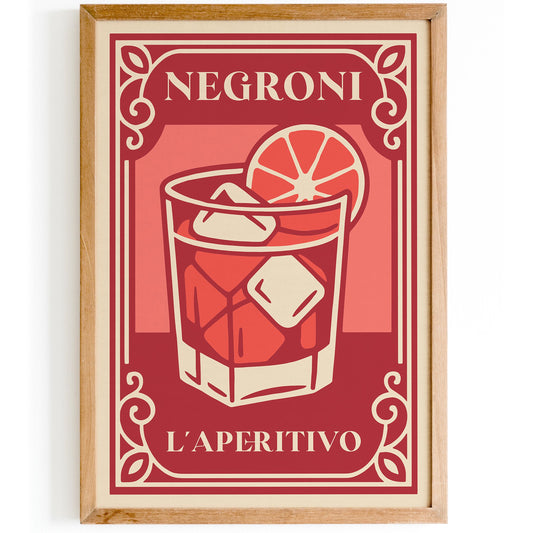 Negroni L'Aperitivo Cocktail Poster