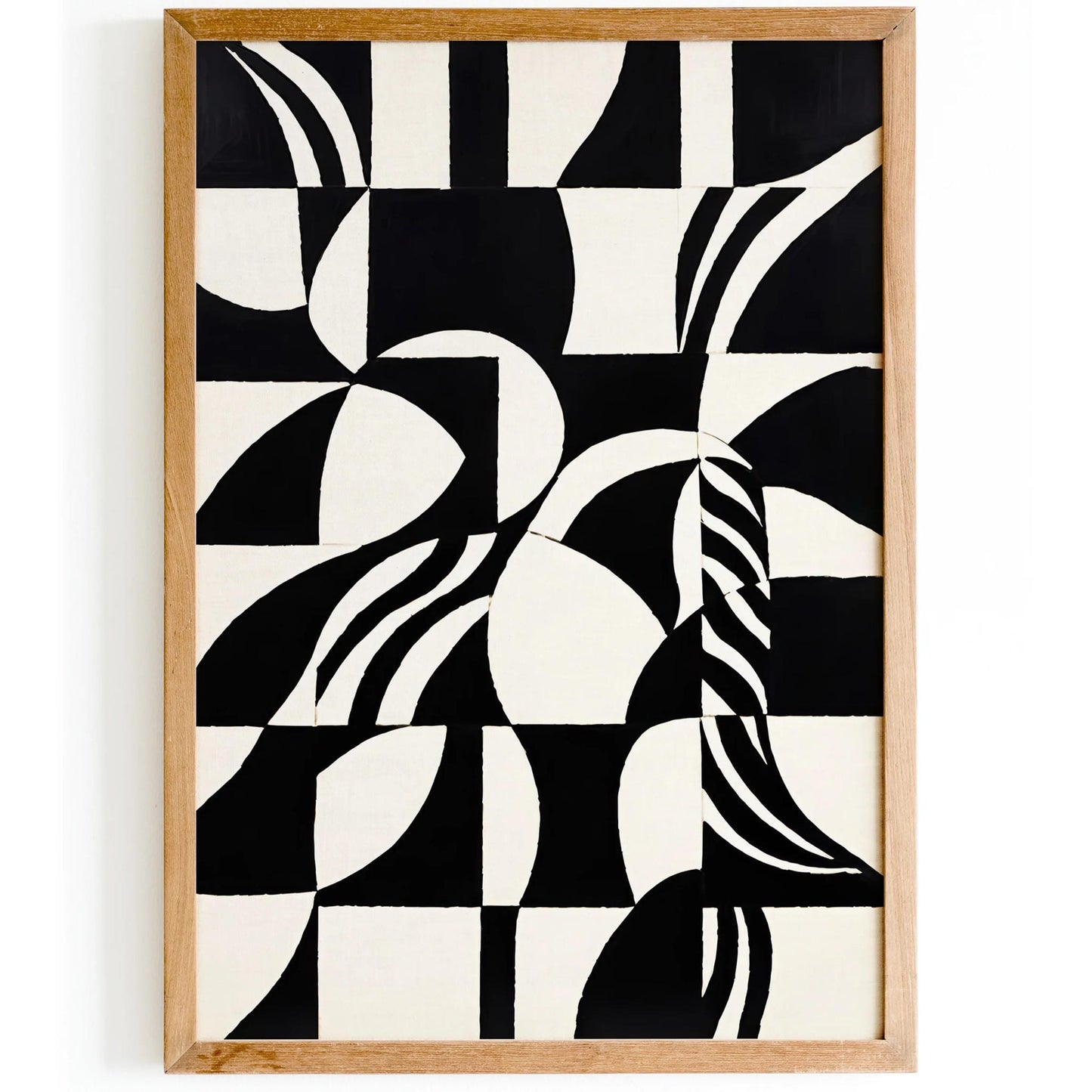 Abstract Checkered Swirls Art Print