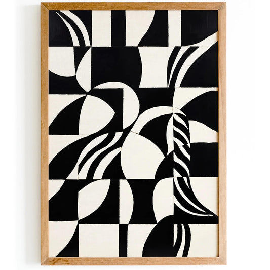 Abstract Checkered Swirls Art Print