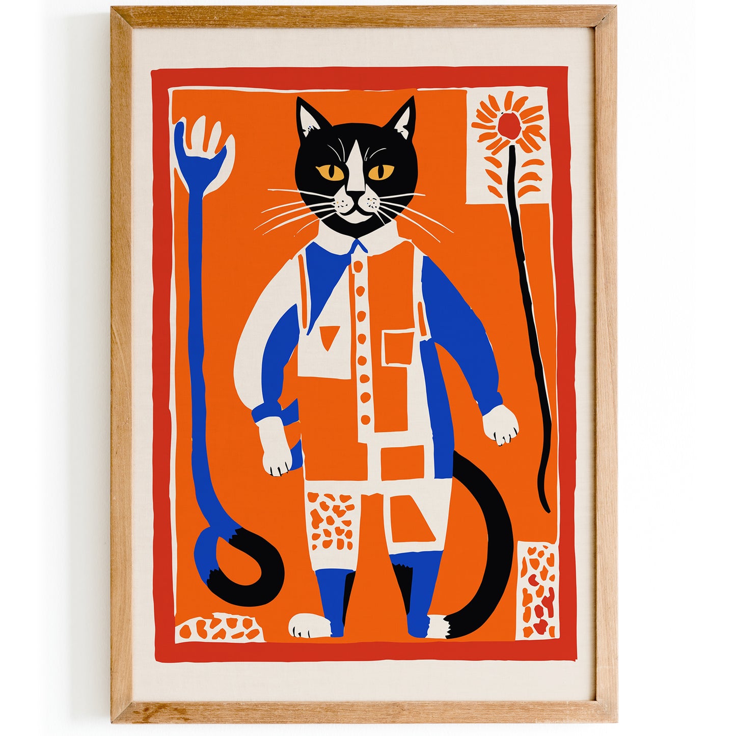 Folk Cat Cute Farmhouse Poster