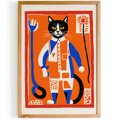 Folk Cat Cute Farmhouse Poster