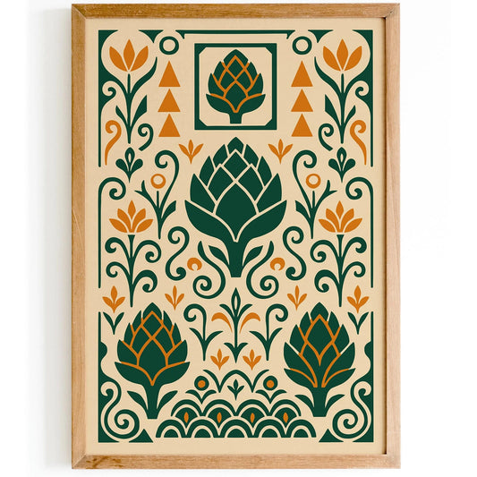 Artichoke Art Print in Art Deco Style 2025