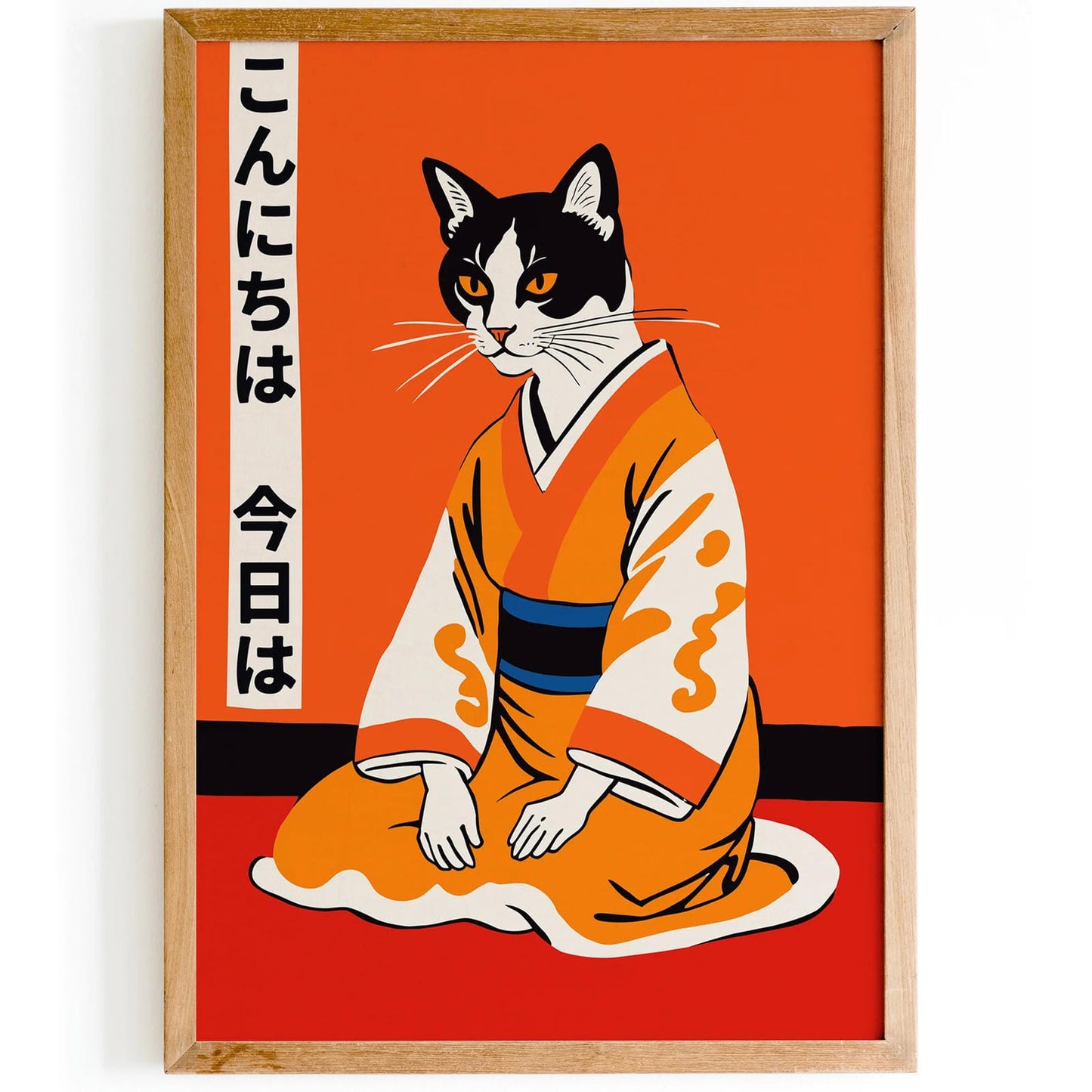 Japanese Kimono Cat Art Print