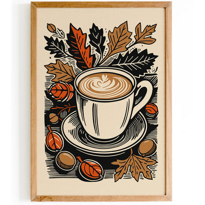 Fall Cup of Coffee Kitchen Art Print