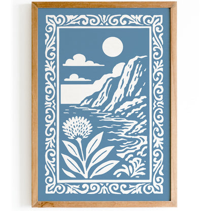 Blue Tropical Landscape Poster