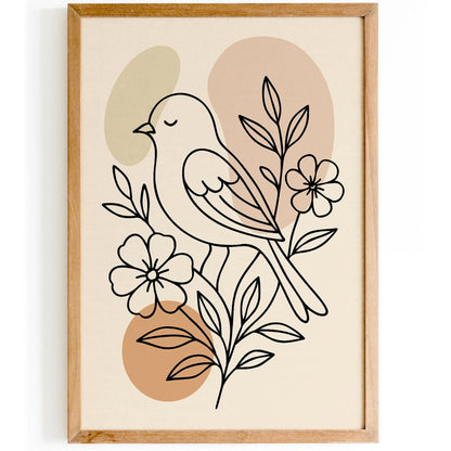 Cute Little Bird Line Art Print 2025