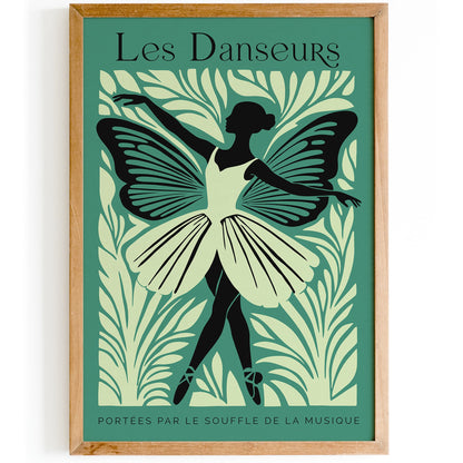 Les Danseurs French Green Ballet Poster