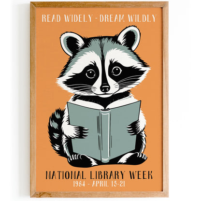National Library Week Raccoon Print
