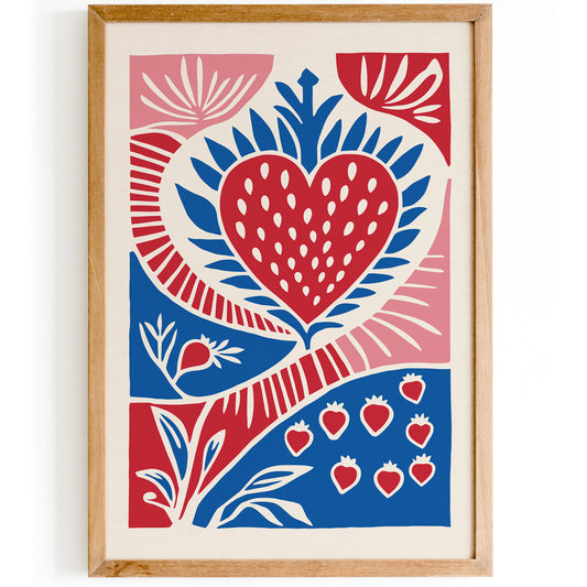 Cottage House Art - Retro Strawberry Print