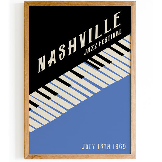 Nashville Jazz Festival 1969 Blue Art Print