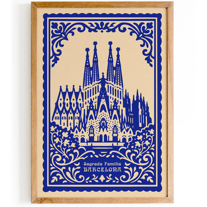 Sagrada Familia Barcelona Blue Poster