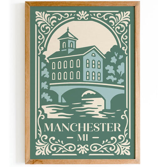 Manchester Michigan Poster - Retro Travel Art Print
