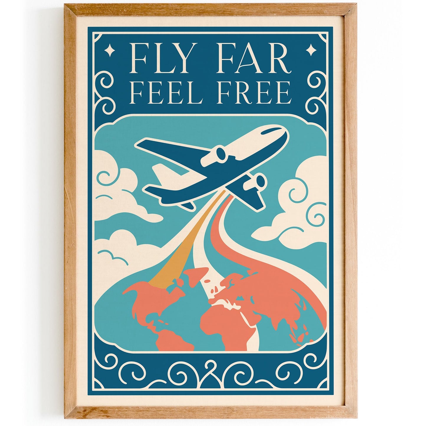 Fly Far Feel Free Poster - Motivational Quote Wall Art