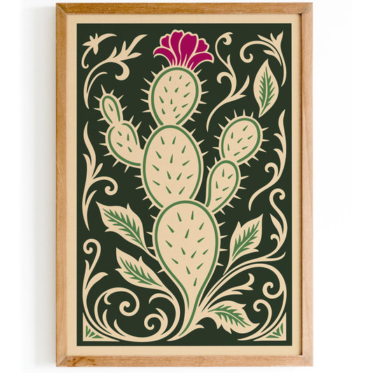 Green Abstract Cactus Poster