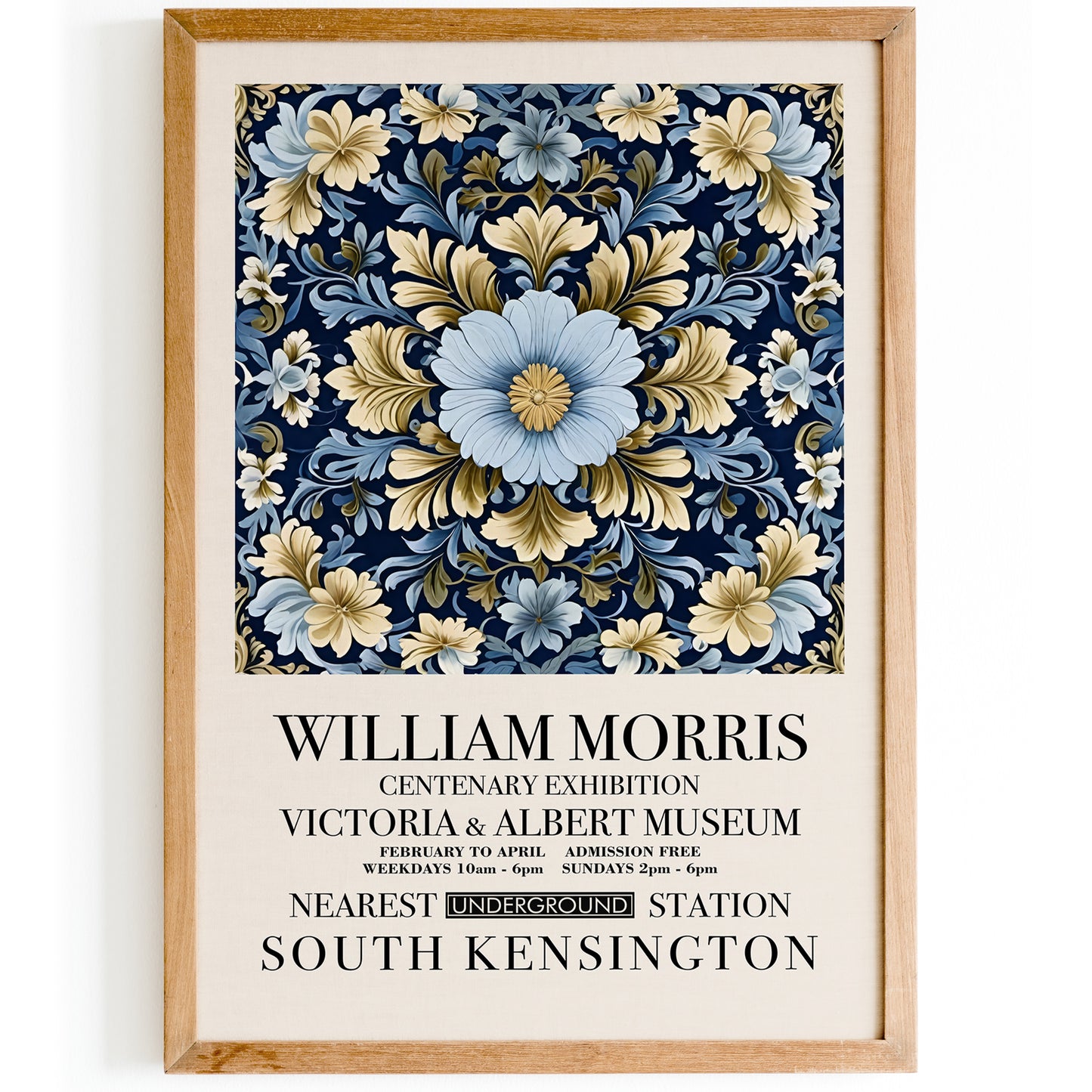 W. Morris Blue Floral Victorian Art Print