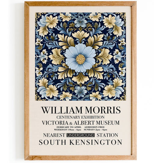 W. Morris Blue Floral Victorian Art Print