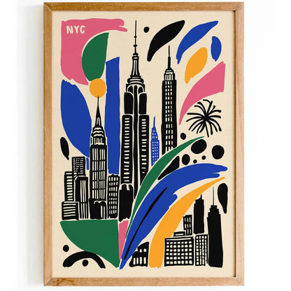 NYC Cityscape Poster, Travel Art Print