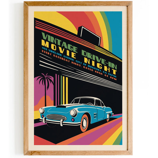Retro Drive-In Movie Night Poster