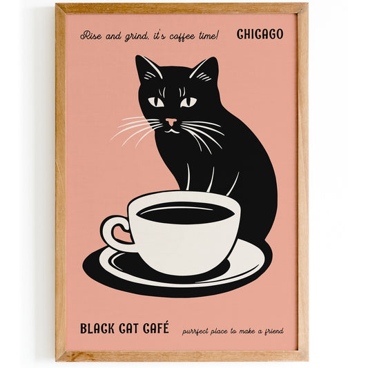 Black Cat Cafe Chicago Art Print