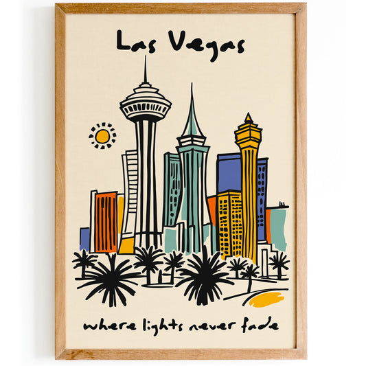 Las Vegas Where Lights Never Fade Travel Poster