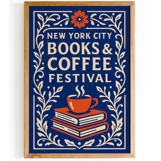 NYC Books and Coffee Festival Blue Poster