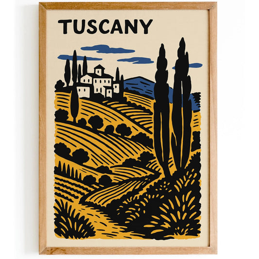 Tuscany Italy Poster - Retro Travel Art Print