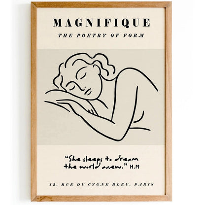 Sleeping Woman Line Art Print