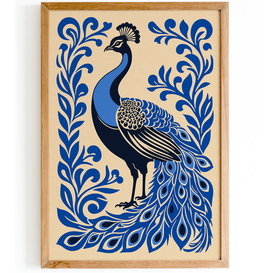 Blue Peacock Wall Art Print 2025
