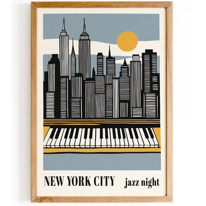 New York City Jazz Night Music Poster