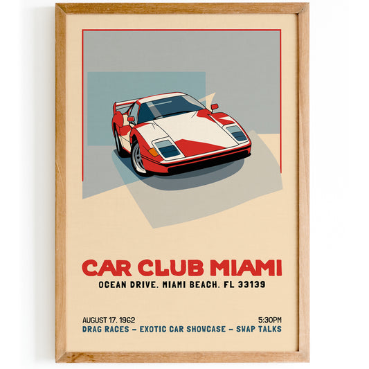 Car Club Miami 1962 Vintage Poster