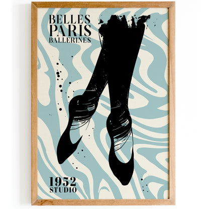 Belles Ballerines Paris Blue Art Print