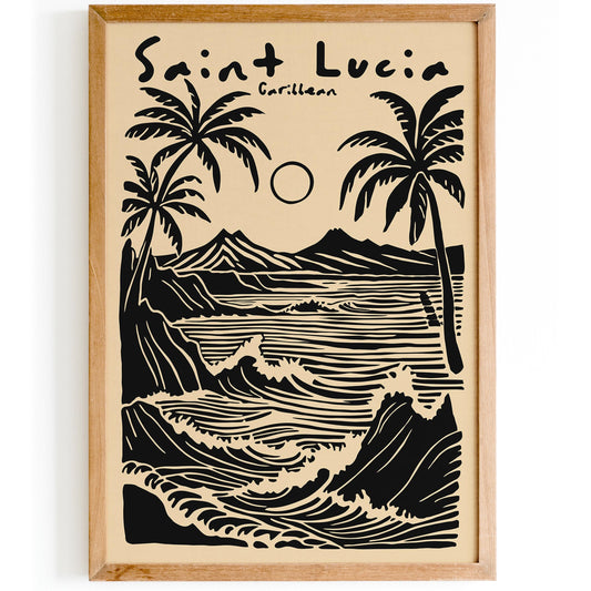 Saint Lucia Caribbean Tropical Black Poster