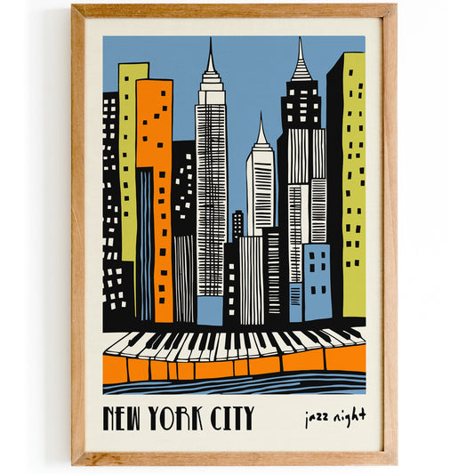 New York City Jazz Night Music Poster