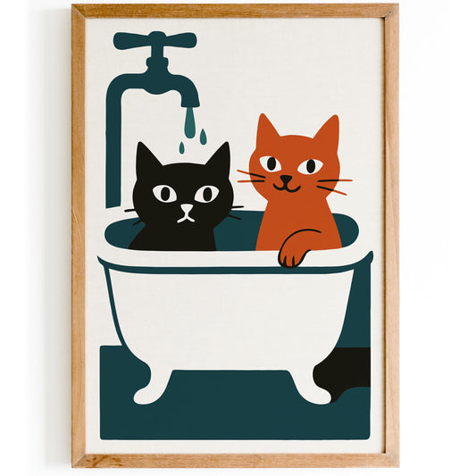 Bath Time Cats Poster Print