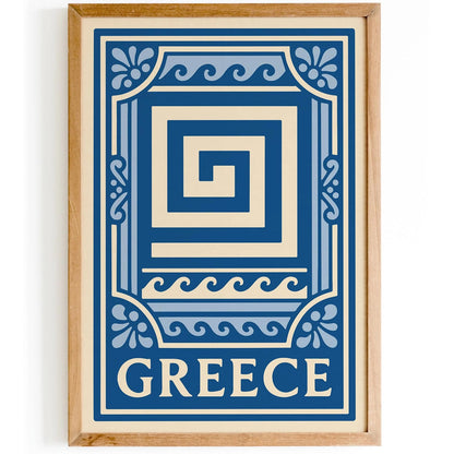 Greece Blue Travel Poster Wall Art