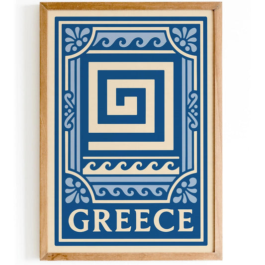Greece Blue Travel Poster Wall Art