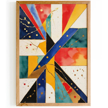 Abstract Geometric Gold Accent Art Print
